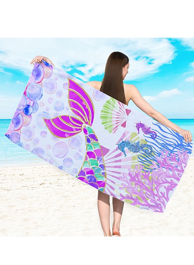 DUNISO Beach Towel Oversized Microfiber Mermaid Beach Towels for Travel Quick Dry Towel for Swimmers Sand Proof Beach Towels for Women Men Girls Cool Pool Towels Beach Accessories Super Absorbent Towel - Image 2