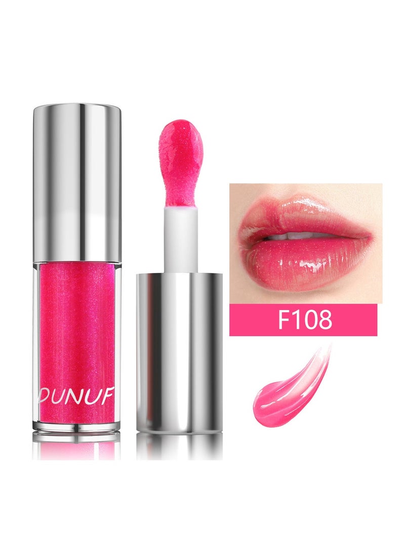 DUNUF Lip Glow Oil Deep Nourishing Moisturizing Glossy Mirror Shiny Plumping Long Lasting Lightweight Non Sticky Portable Lip Oil Lip Care to Fade Lines and Exfoliate Dead Skin for Women 3.5ml - Image 1