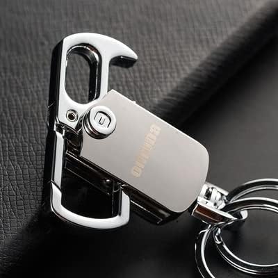 omuda Stylish Hook Locking Silver Metal Carabiner Double Ring Hook Metal Key Chain for Men & Women - Image 2