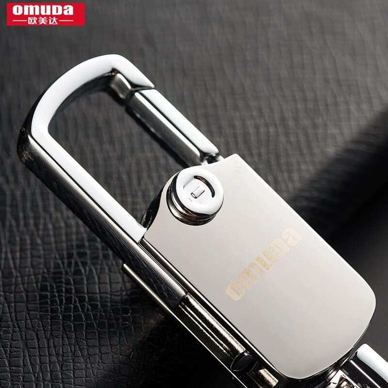 omuda Stylish Hook Locking Silver Metal Carabiner Double Ring Hook Metal Key Chain for Men & Women - Image 4