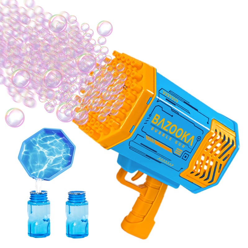 DESERT HOME Bubble Gun  Bazooka Bubble Machine Gun  Bubble Blaster Gun With Bubble Solution  69 Holes Bubble Bazooka Gun Outdoor Summer Toy Gifts Party Favors For Kids Blue Bubble Maker Blowers - Image 1