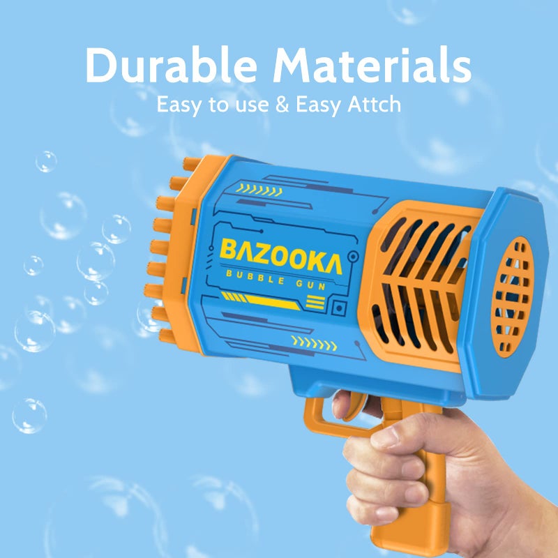 DESERT HOME Bubble Gun  Bazooka Bubble Machine Gun  Bubble Blaster Gun With Bubble Solution  69 Holes Bubble Bazooka Gun Outdoor Summer Toy Gifts Party Favors For Kids Blue Bubble Maker Blowers - Image 3