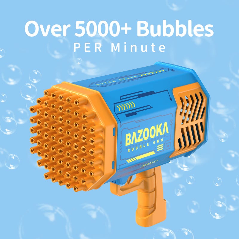 DESERT HOME Bubble Gun  Bazooka Bubble Machine Gun  Bubble Blaster Gun With Bubble Solution  69 Holes Bubble Bazooka Gun Outdoor Summer Toy Gifts Party Favors For Kids Blue Bubble Maker Blowers - Image 2