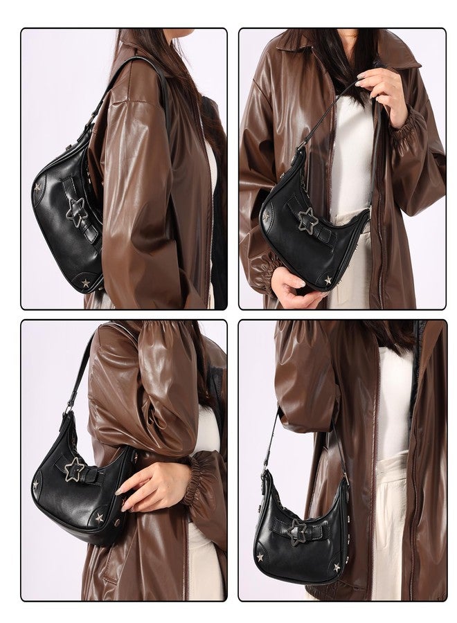 MILAKOO Leather Bag Y2K Purse for Women Goth Grunge Pouch Shoulder Bag Star Pentagram Crossbody Handbag Purse - Image 2