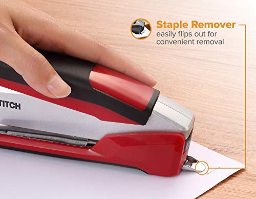 Bostitch Office InPower Spring-Powered Premium Desktop Stapler - One Finger, No Effort, Red/Silver (1117) - Image 4