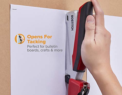 Bostitch Office InPower Spring-Powered Premium Desktop Stapler - One Finger, No Effort, Red/Silver (1117) - Image 5
