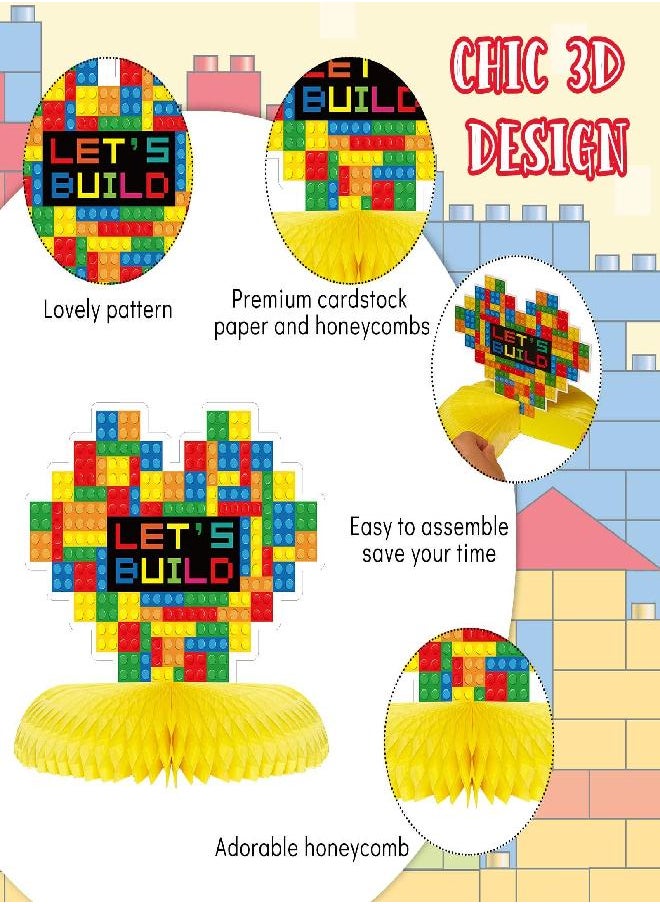 Leinuosen 10 Pcs Building Block Birthday Party Supplies Building Block Table Centerpieces Building Block Party Decorations Building Block Honeycomb Centerpiece Building Block Table Decoration for Birthday Party  - Image 3
