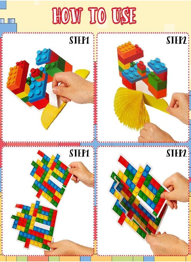 Leinuosen 10 Pcs Building Block Birthday Party Supplies Building Block Table Centerpieces Building Block Party Decorations Building Block Honeycomb Centerpiece Building Block Table Decoration for Birthday Party  - Image 4