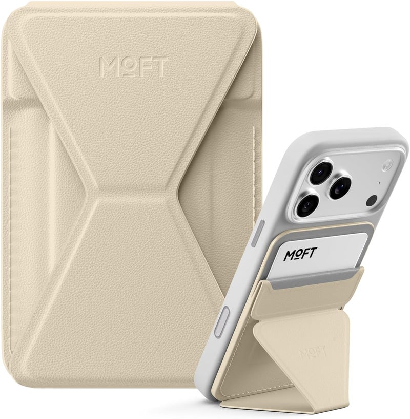 MOFT Magnetic Wallet Stand Compatible with iPhone 17/16/15/14/13/12 Series, Angle Adjustment & Magsafe Compatible MOVAS Phone Stand,Earthen Beige - Image 1