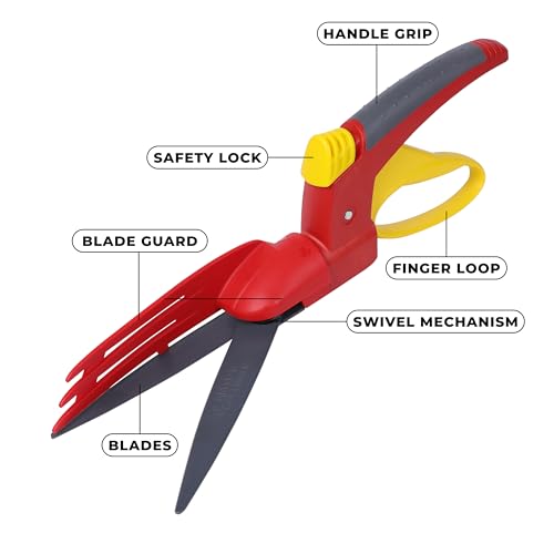 WOLF Garten Wolf-Garten 73AJA003650 Comfort® Handheld Grass Shear with One-Hand Safety Lock, 180 ° Rotating Scissor Blades, Ideal for Edging & Trimming Lawns Along Walls & Fences - RILL - Image 4