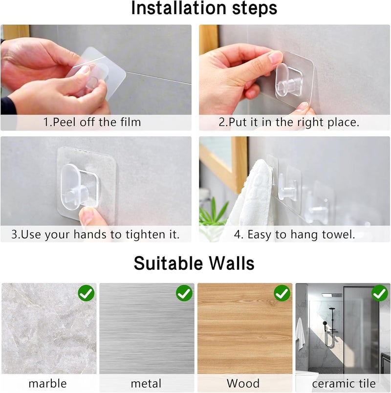 ELMVIA Self Adhesive Hooks/Wall Hangings Hook/Waterproof Hooks for Wall Without Drilling Heavy Duty Bathroom Kitchen Towel Wall Hooks for Hanging Strong Coat (10, Pin Hook) - Image 3