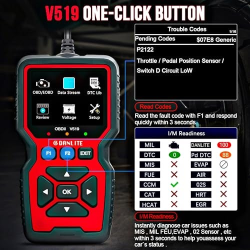 DANLITE TOOLS TECHNICIAN V519 OBD-II Scanner with BS6 BS7 Bike Scanning 21 Coplar Cableb Hero Suzuki Yamaha KTM with ELM 327 Dual Scanner Kit OBD-II Diagnostic Tools [New Update Bikes] - Image 3