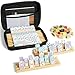 ELONGDI Mexican Train Double 12 Dominoes Set with 4 Wooden TraysRacks in Portable Carrying Case Colorful 91 Tiles 9 Trains Board Game for Family Game Night - Image 3
