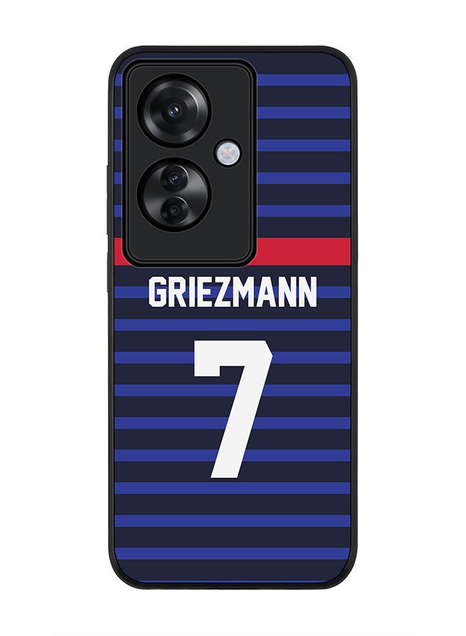 Stylizedd Rugged Black edge case for Oppo Reno11 F / Oppo F25 Pro 5G, Slim fit Flexible Anti Drop Thin Cover - Football Team - France, Player Name - Griezmann - Image 1