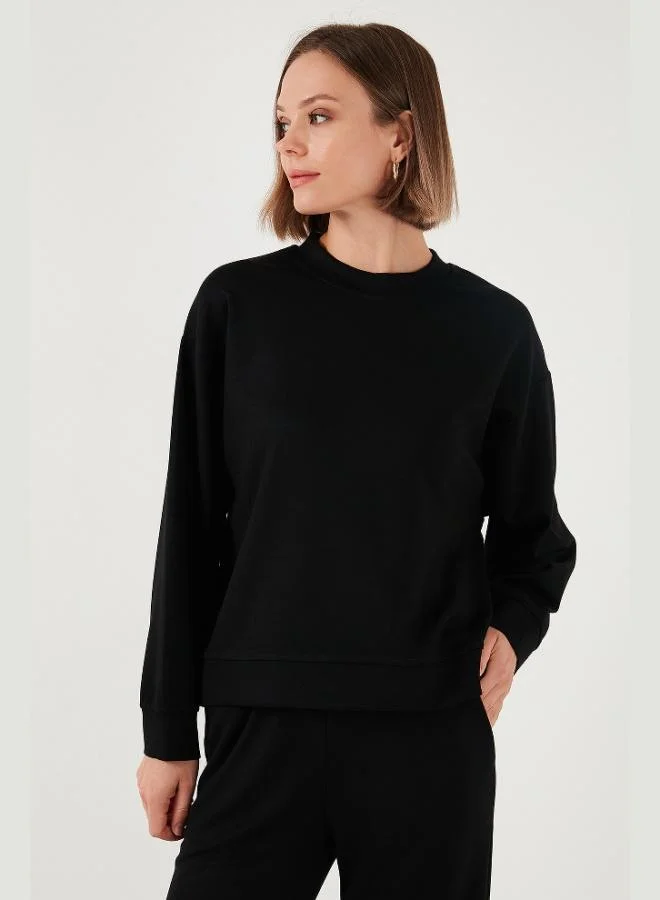 Lela Lela Stretch Crew Neck Oversize Fit Scuba Sweatshirt Women's Sweatshirt 5865879