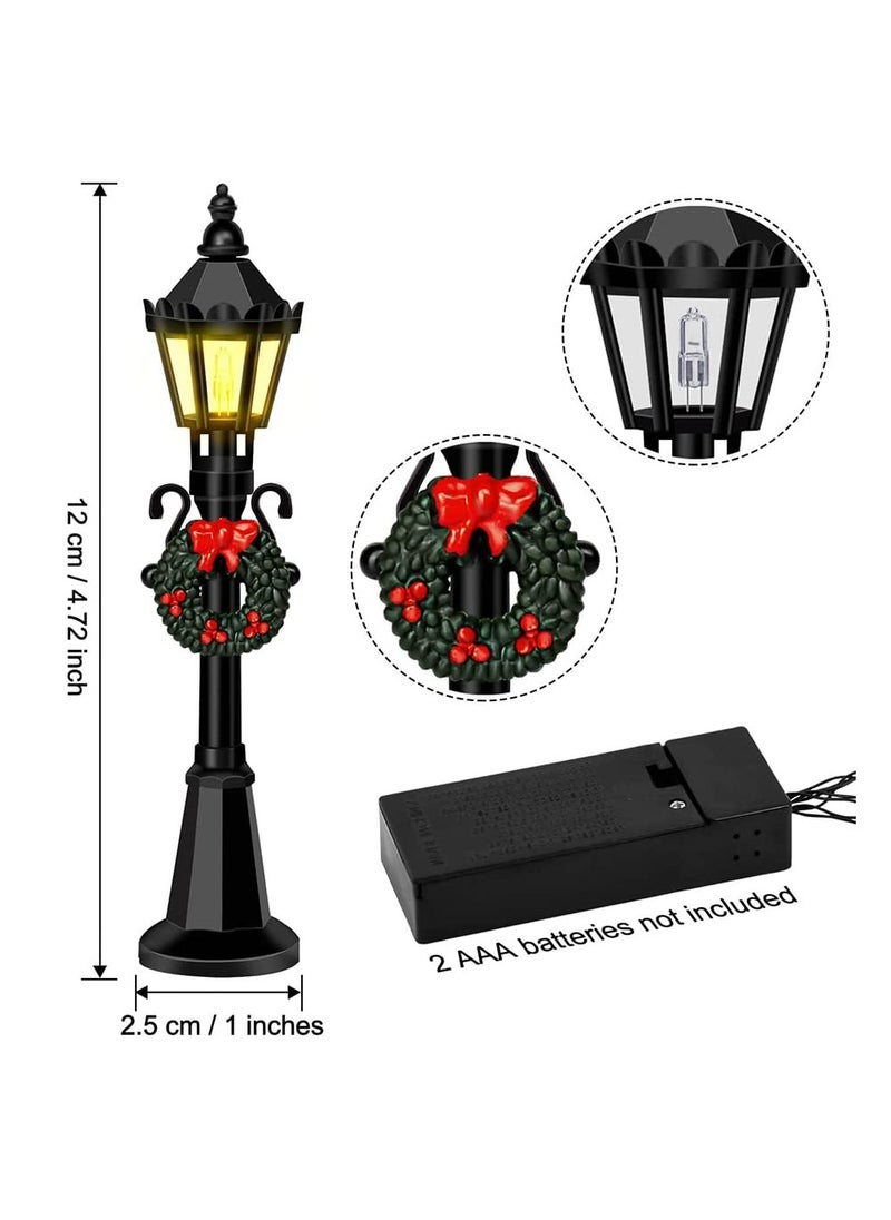 KASTWAVE 4 Pcs Mini Street Lamp Dollhouse Streetlight Models Village Pathway Lantern Post for DIY Micro Landscape Fairy Garden Accessories  - Image 2