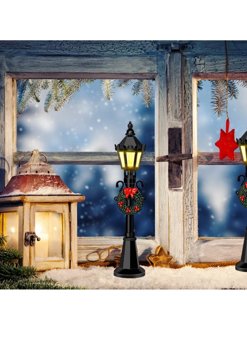 4 Pcs Mini Street Lamp Dollhouse Streetlight Models Village Pathway Lantern Post for DIY Micro Landscape Fairy Garden Accessories