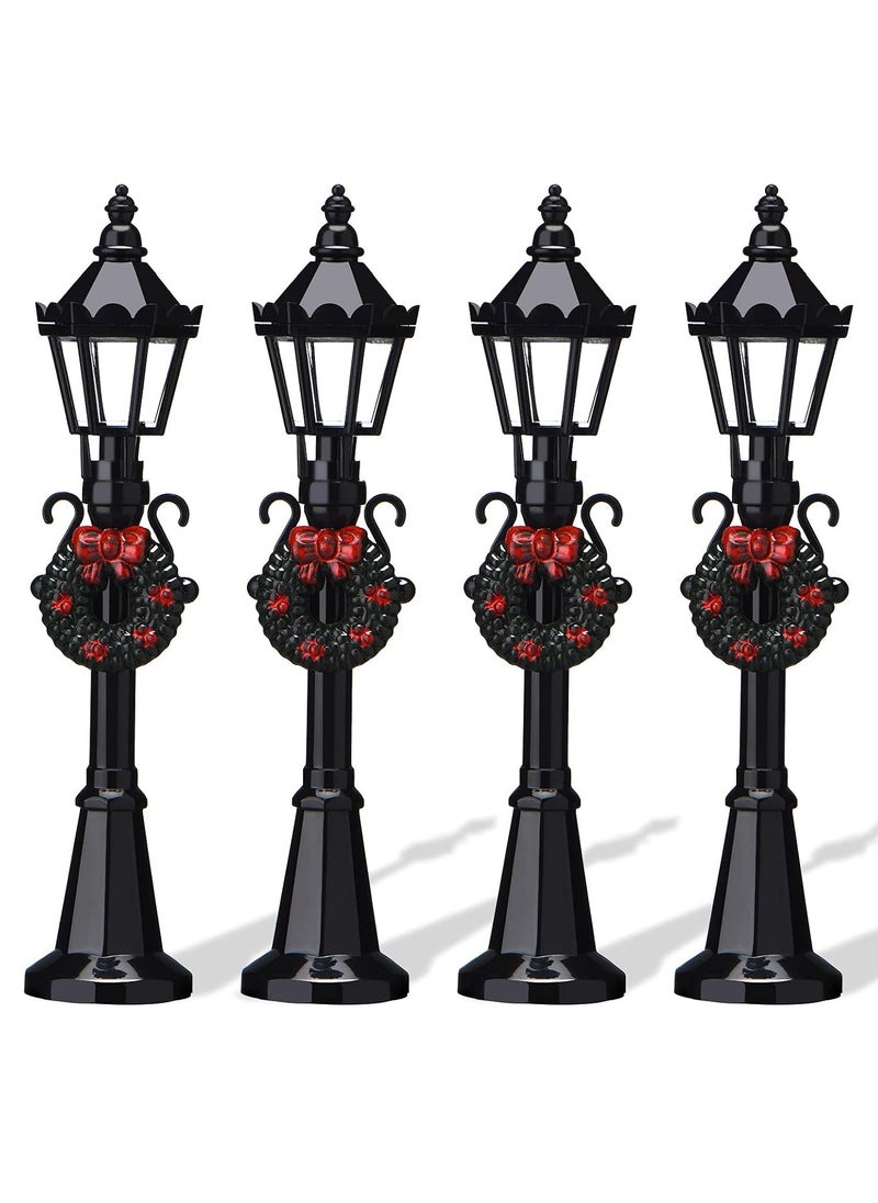 KASTWAVE 4 Pcs Mini Street Lamp Dollhouse Streetlight Models Village Pathway Lantern Post for DIY Micro Landscape Fairy Garden Accessories  - Image 1