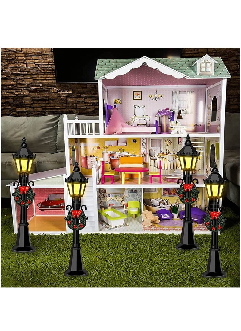 KASTWAVE 4 Pcs Mini Street Lamp Dollhouse Streetlight Models Village Pathway Lantern Post for DIY Micro Landscape Fairy Garden Accessories  - Image 3