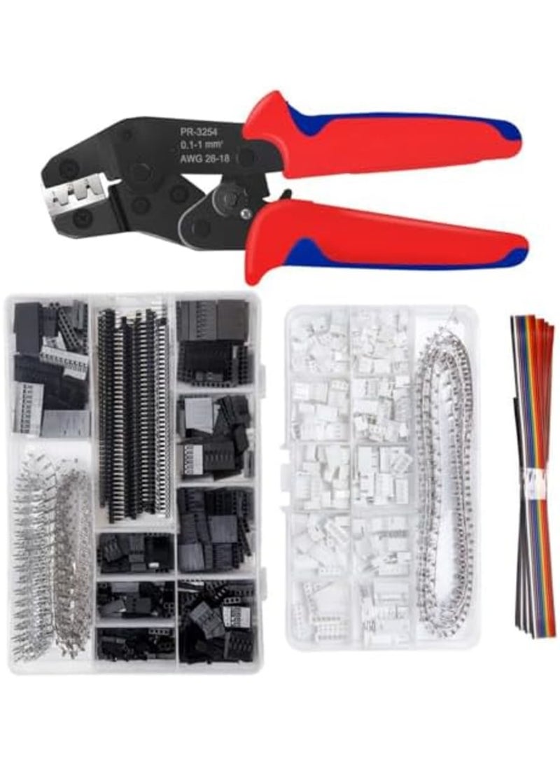 Du-pont Crimping Tool for AWG26-18 with 1550 Male and Female Pin Connectors and 460 JST Connectors for 2.54mm 3.96mm, etc. Connector Various Applications - Image 1