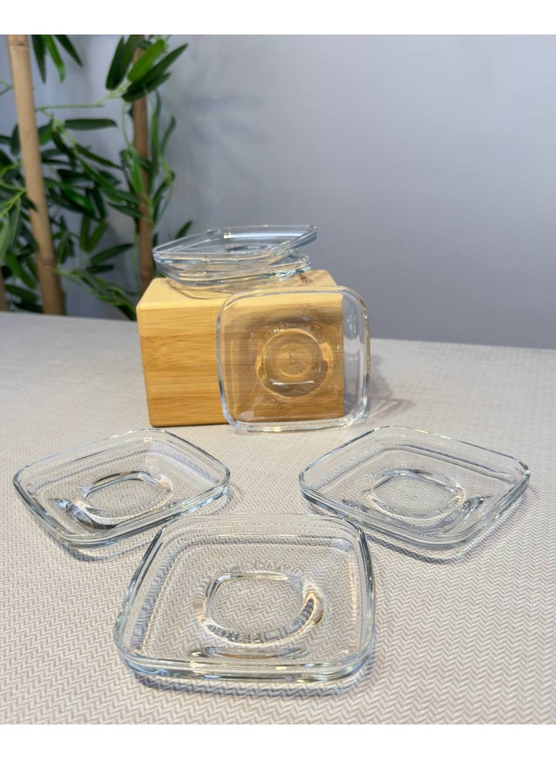 LAV 6 Pieces Cozy Glass Tea Plate, 124 Mm - Clear - Image 5