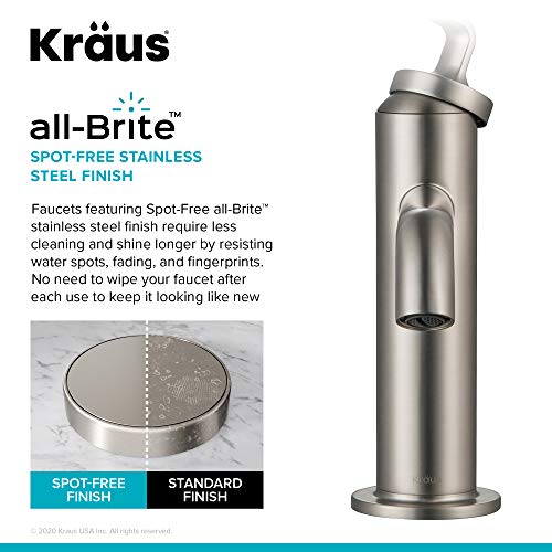KRAUS Ramus Single Handle Bathroom Sink Faucet with Lift Rod Drain in Spot Free Stainless Steel, KBF-1221SFS - Image 3