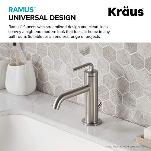 KRAUS Ramus Single Handle Bathroom Sink Faucet with Lift Rod Drain in Spot Free Stainless Steel, KBF-1221SFS - Image 4