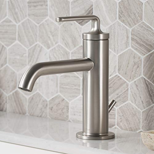 KRAUS Ramus Single Handle Bathroom Sink Faucet with Lift Rod Drain in Spot Free Stainless Steel, KBF-1221SFS - Image 1