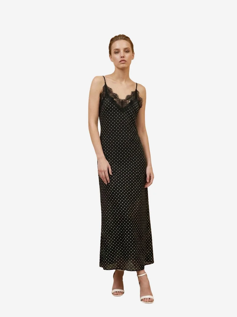 ماي فاشن MY FASHION Women's Polka Dot Chiffon Maxi Dress
