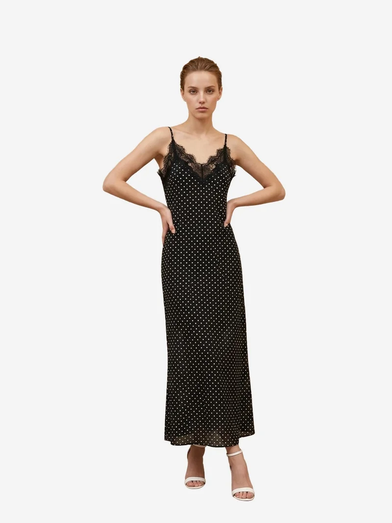 ماي فاشن MY FASHION Women's Polka Dot Chiffon Maxi Dress