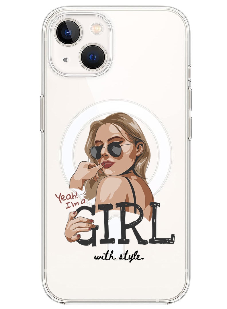 Theodor Magnetic Case for iPhone 14 Plus 6.7-inch Compatible with MagSafe Wireless Charging, Shockproof Phone Bumper Cover Girl with Style - Image 1