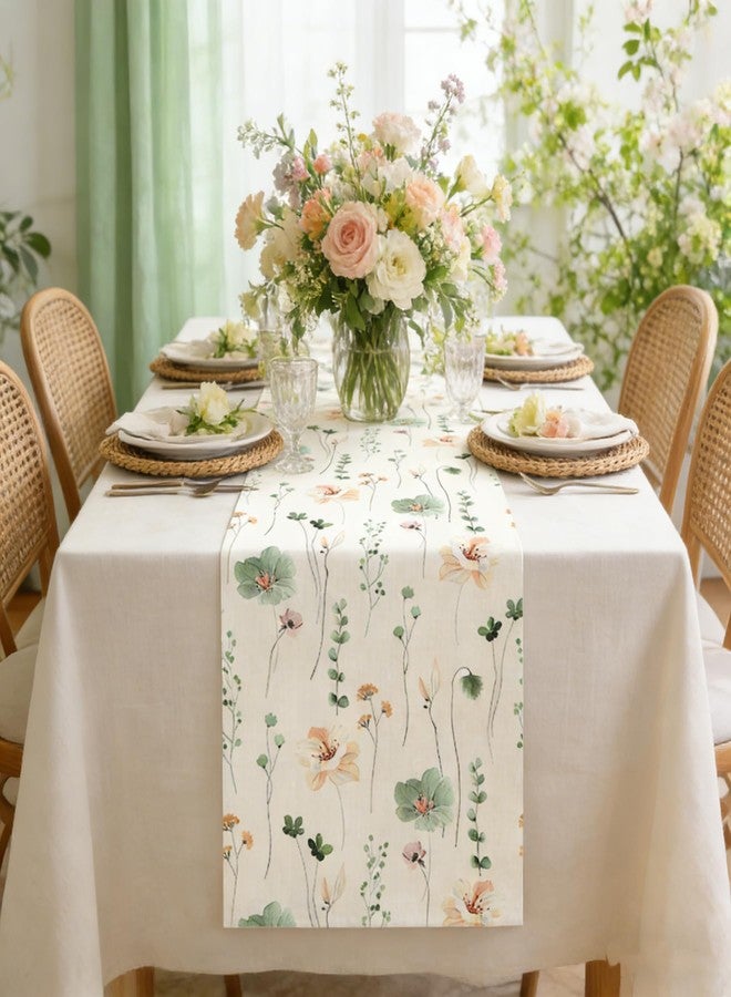 OYIMUA Wildflowers Floral Spring Table Runner, Rustic Seasonal Summer Kitchen Dining Table Flowers Spring Decorations for Home Party 13x72 Inches - Image 2