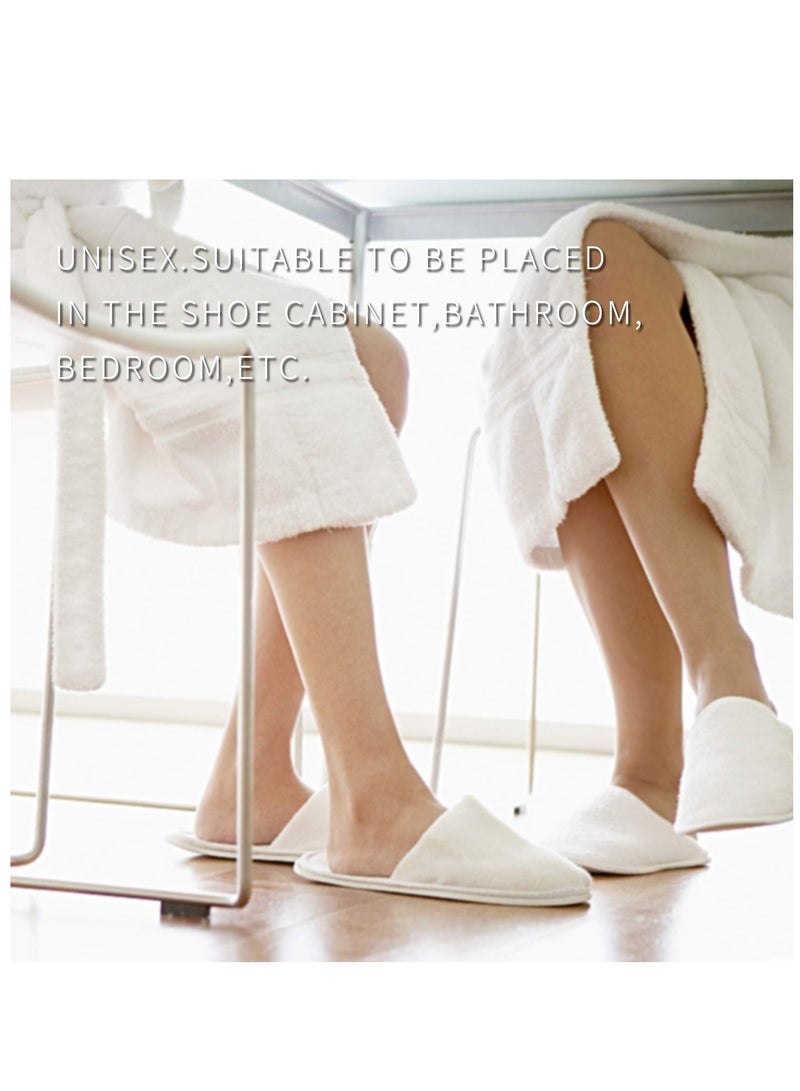 High Thickness Two Pairs White SPA Hotel Luxury And Comfortable Slippers, Fabric Cotton Non-Slip Closed Toe Shoes Eco Friendly Disposable Fit Size for Men And Women - Image 2