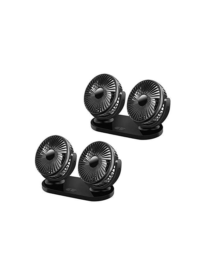 PROMASS car fan 12V 24V universal car electric fan large truck double head shaking head USB fan black - Image 4