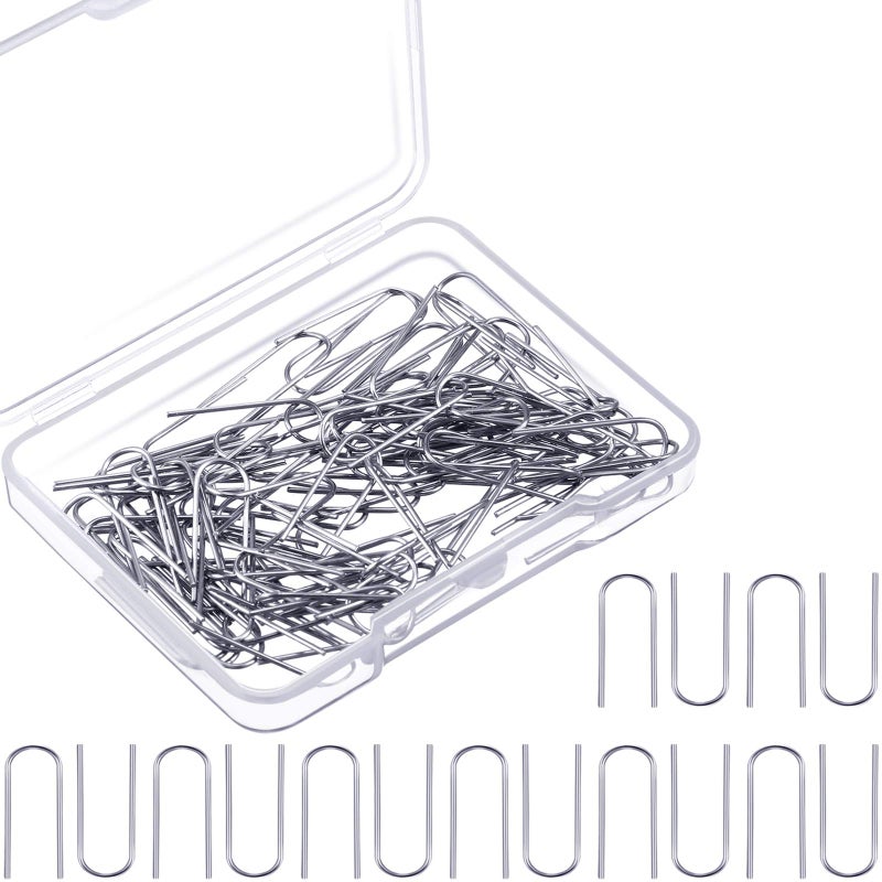 Hotop 100 Pcs High Temperature Nichrome Wire Jump Rings, 21 Gauge with Plastic Storage Box, U Hanger Hooks for Hobbyists DIY Pendant, Ceramic Ornaments, Fusing in Glass - Image 1