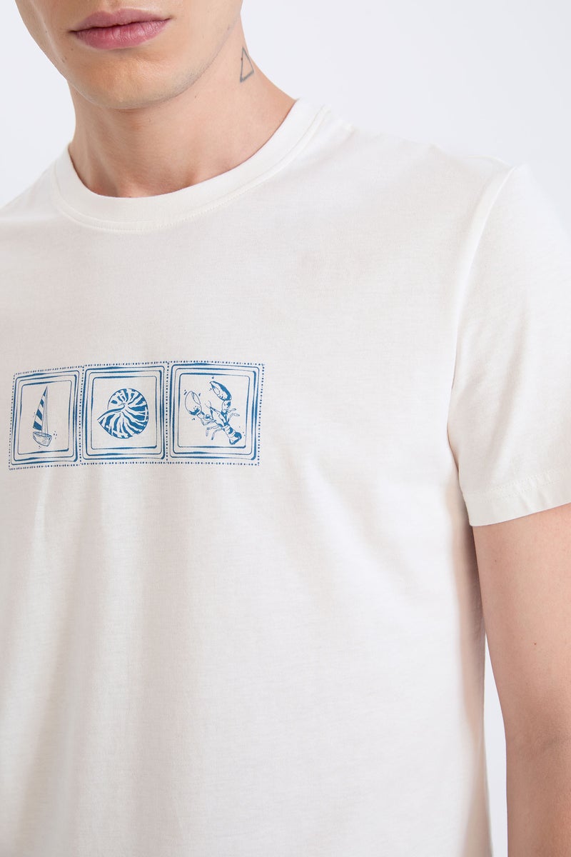 DeFacto Man Slim Fit Crew Neck Printed Short Sleeve T-Shirt - Image 3