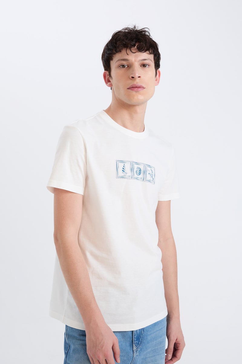 DeFacto Man Slim Fit Crew Neck Printed Short Sleeve T-Shirt - Image 4