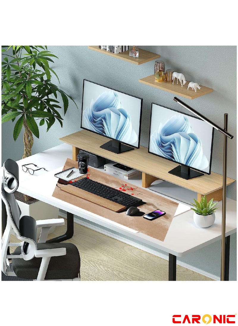 CARONIC - Large Gaming Mouse Pad with Superior Micro Weave Cloth Extended Desk Mousepad with Stitched Edges Non-Slip Base Water Resist Keyboard Pad For Gamer And Office Home Cherry Blossom Tree - Image 1