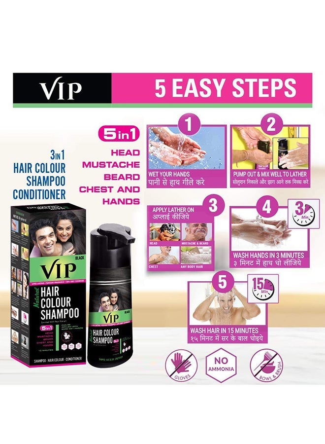 VIP 5-In-1 Shampoo Hair Colour Brown 180ml - Image 3