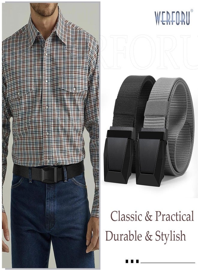 وير فور يو حزامان تكتيكيان للرجال من WERFORU، مصنوعان من النايلون، مناسبان للعمل والرحلات العسكرية، مزودان بإبزيم معدني سريع الفتح والإغلاق (أسود + رمادي، مقاس الخصر قابل للتعديل من 32 إلى 38 بوصة (الطول 44 بوصة)). - Image 2