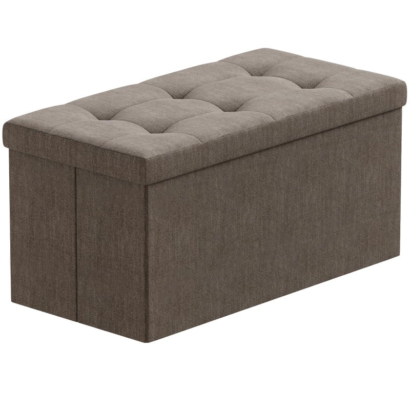 BRIAN  DANY Folding Linen Storage Boxes Footstool Ottoman Foot Rest Stool Foldable Seat Bench Footrest  Brown 76 x 38 x 38 cm