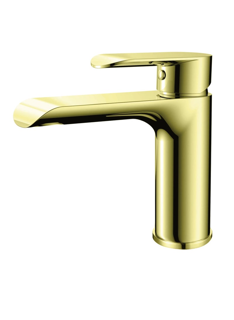 صنبور خلاط ماء للمغاسل والحمامات بمقبض واحد  مع هراب اوتوماتيك  لون ذهبي - Image 2