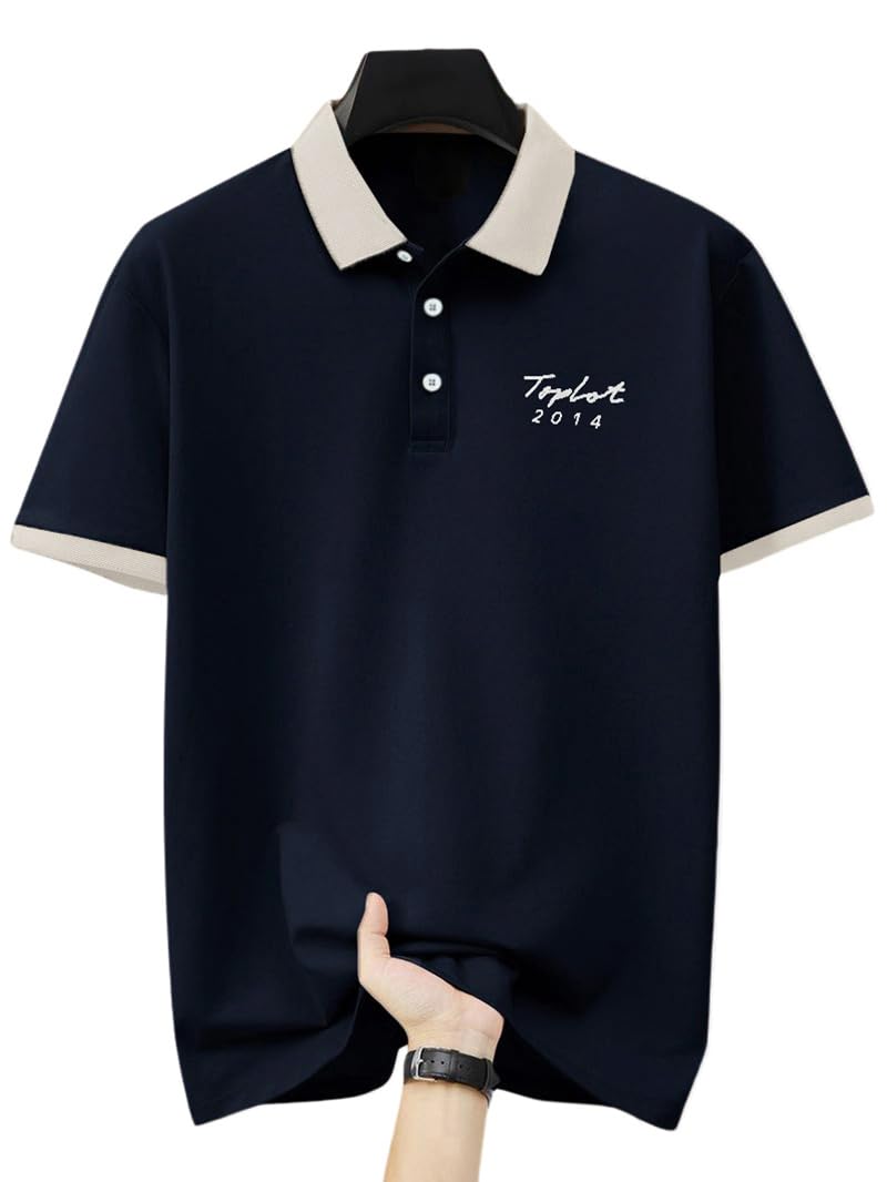 TOPLOT Men Regular Fit Polo || T Shirt for Men (Matte-Polo-5243-Navy-XXL) - Image 5