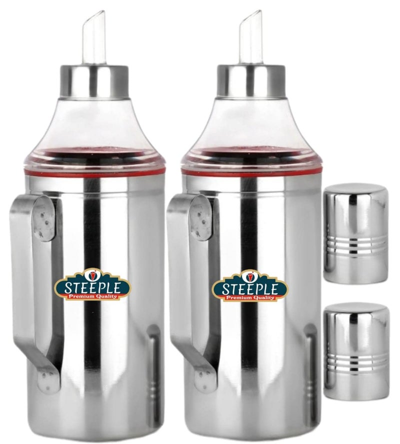 STEEPLE Oil Dispenser 1 litre Oil Container Oil Bottle Oil Can Cooking Oil Dispenser Kitchen Set Oil Pourer 1000 ml Pack Of 2