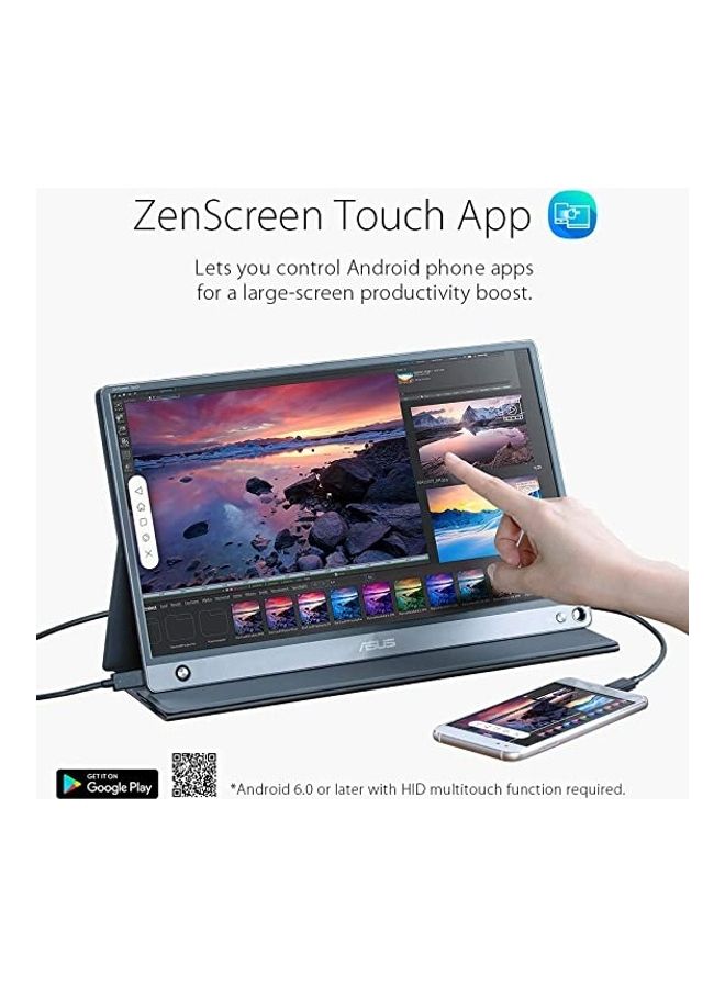 ASUS ZenScreen MB16AMT 15.6-Inch Full HD Portable Monitor Touch Screen IPS Non-Glare Built-In Battery And Speakers Eye Care USB Type-C Micro HDMI With Foldable Smart Case black - Image 3