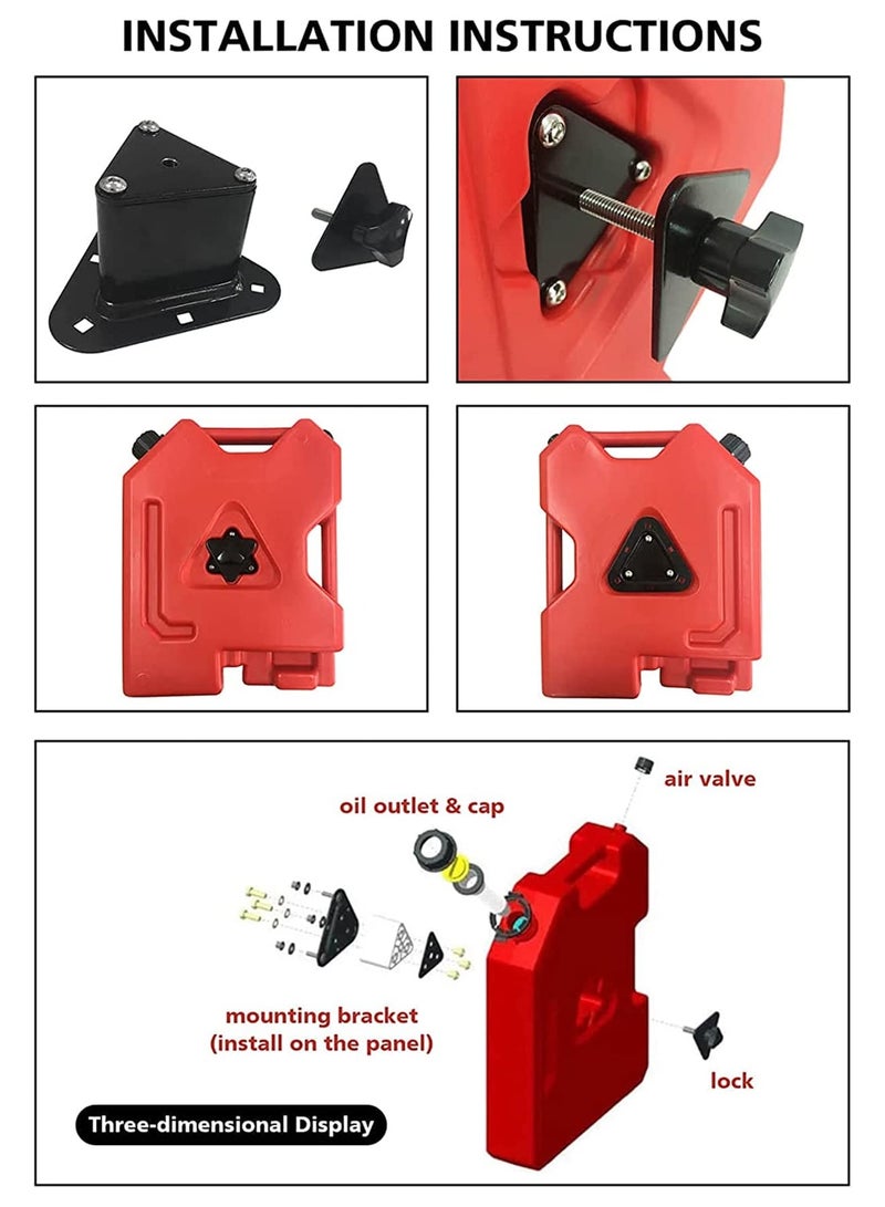 Excefore Fuel Tank Mounting Bracket Gasoline Container Lock Gas Storage Shelf Holder for Off-Road Motorcycle SUV ATV Gas Can Fixing Device, Only Bracket, BracketLock - Image 3