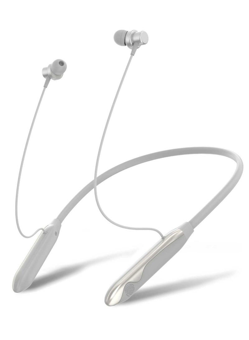 GREEN LION Larissa Wireless Neckband Headphones with Microphone & Bluetooth 5 /Continuous Connectivity/Control Buttons for Music & Calls / Ergonomic Non Slip  Neckband Headphones for Workout & Gym - Silver  - Image 1