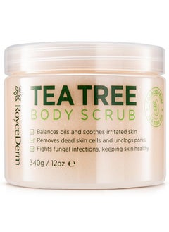 Roycederm Tea Tree Body Scrub Exfoliating: Extra Strength Pre-Body Wash for Athlete’s Foot, Jock Itch & Ringworm - Deep Cleansing Scrub with Tea Tree Oil & Dead Sea Salt for Smooth Skin - 12oz  - Image 1