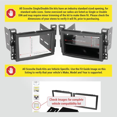 Scosche GM0516DDCS Double DIN Radio Install Dash Kit Compatible with Select 200421 Buick Chevrolet GMC Hummer Pontiac Saturn and Suzuki Vehicles Complete Car Stereo Installation Interface Kit - Image 3