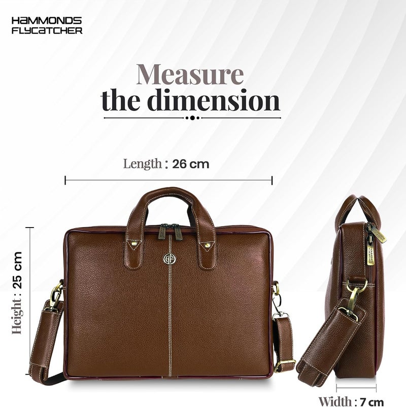 HAMMONDS FLYCATCHER Genuine Leather Office Bag for Men - Laptop Bag for Men - Padded Laptop Compartment - Fits 14 Inch Laptop - Adjustable Strap - Leather Bag for Men - 1 Year Warranty - Image 5
